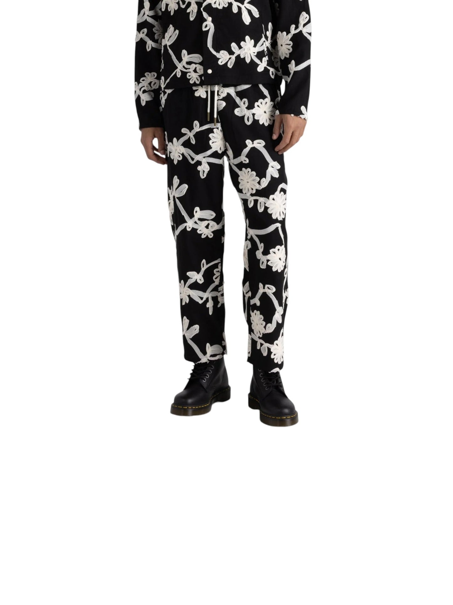 Honor The Gift Floral Ribbon Ankle Pant Black