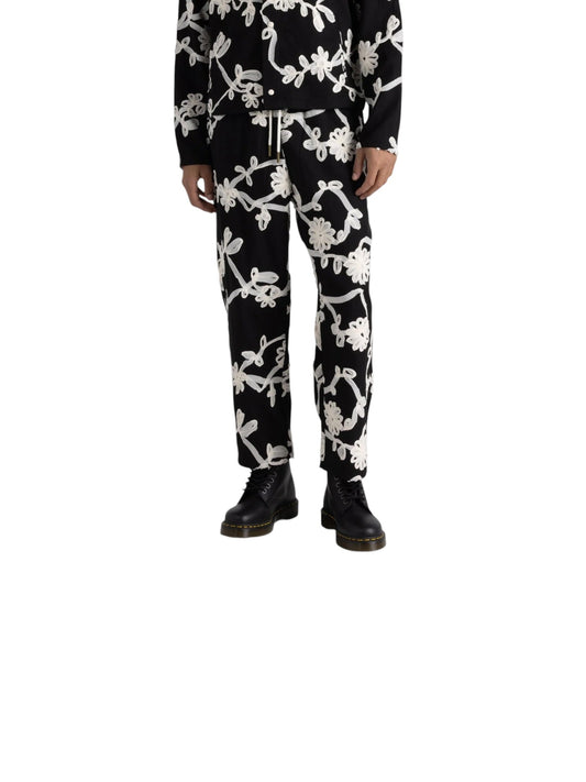 Honor The Gift Floral Ribbon Ankle Pant Black