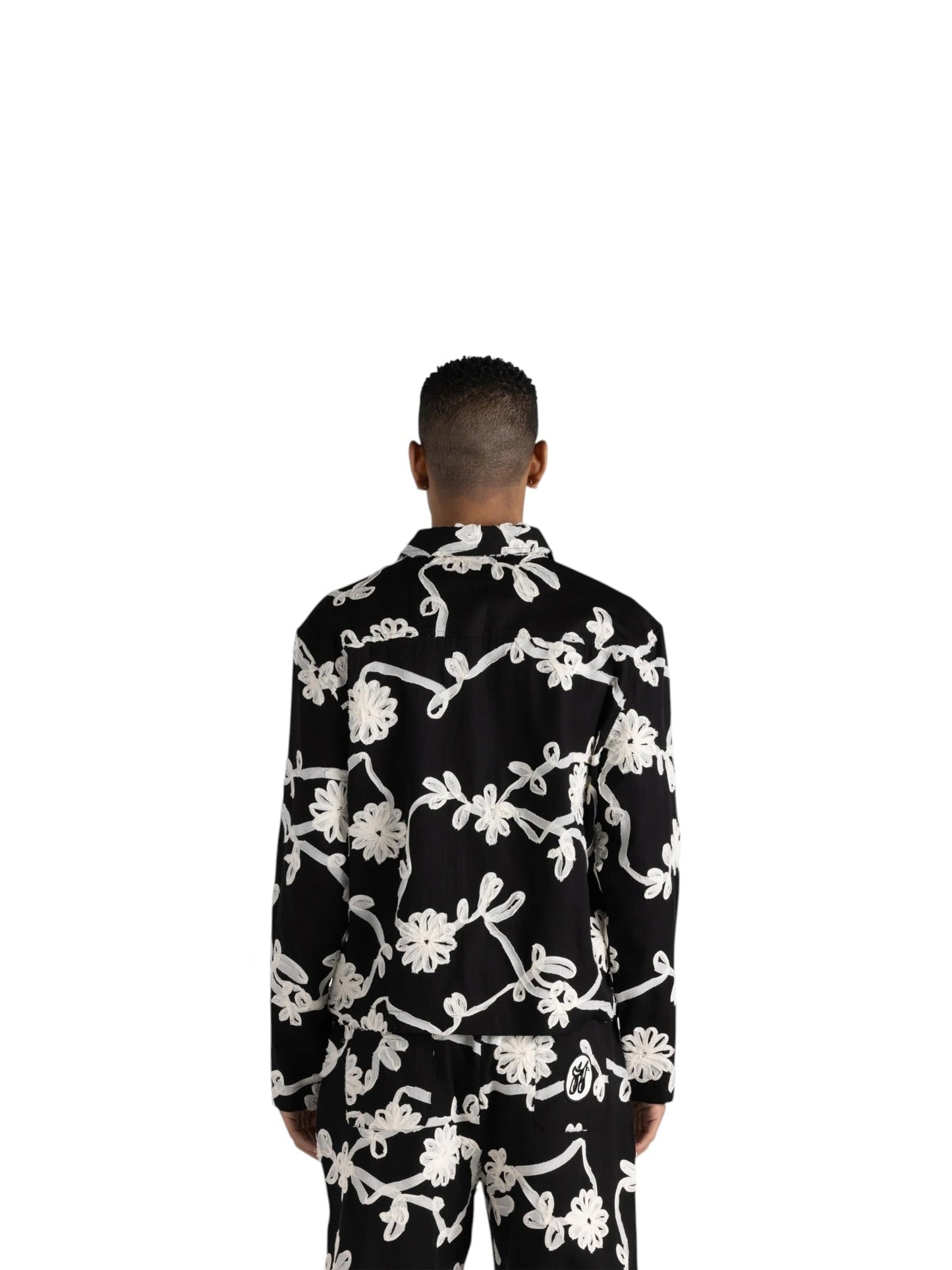 Honor The Gift Floral Ribbon Button Up Black