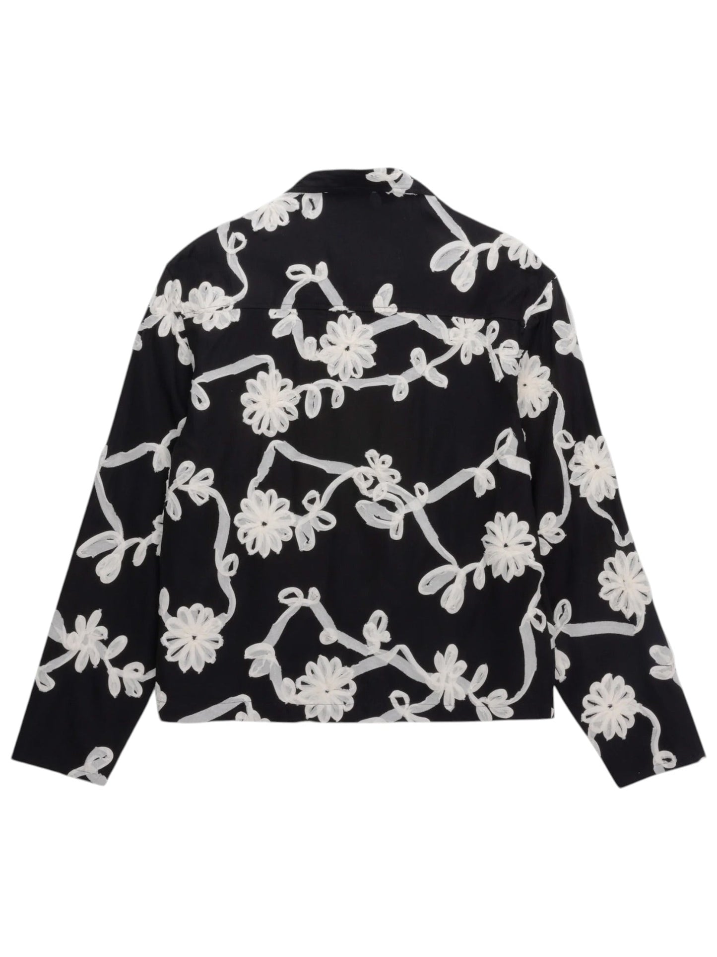 Honor The Gift Floral Ribbon Button Up Black