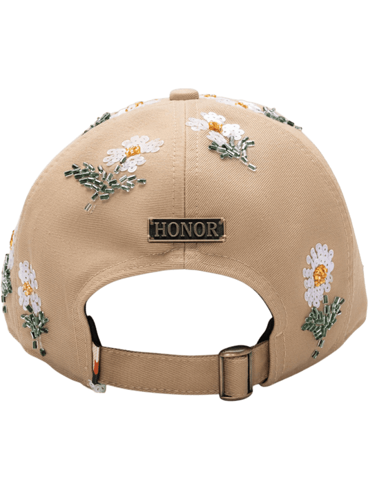 Honor The Gift Flowers Beaded 6 Panel Cap Taupe