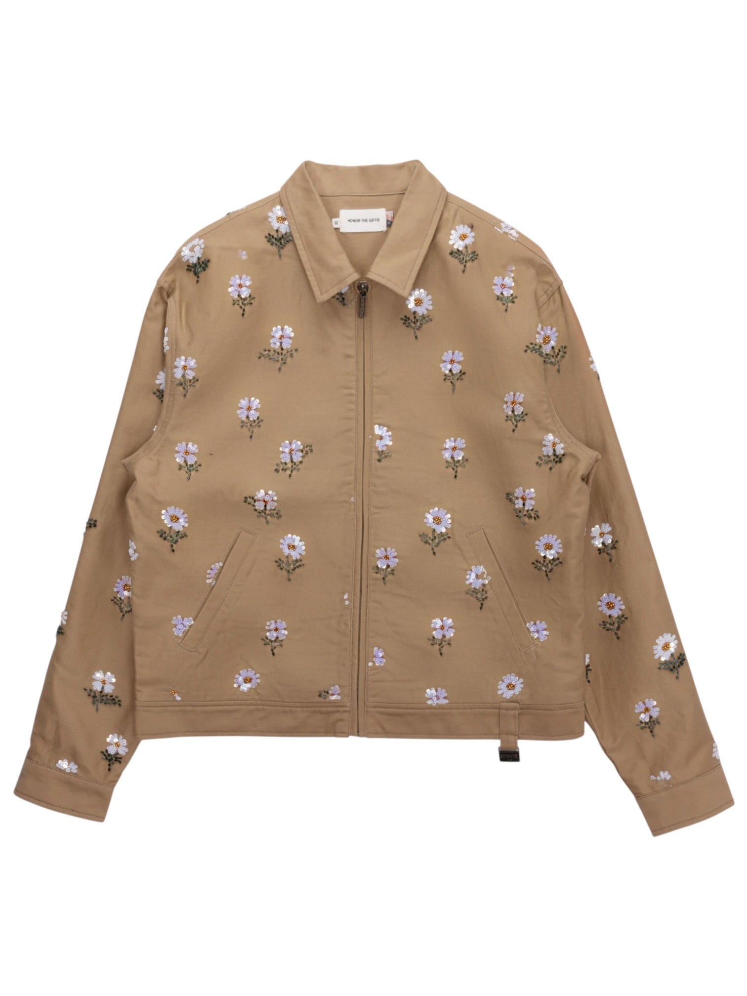 Honor The Gift Flowers Beaded Jacket Taupe