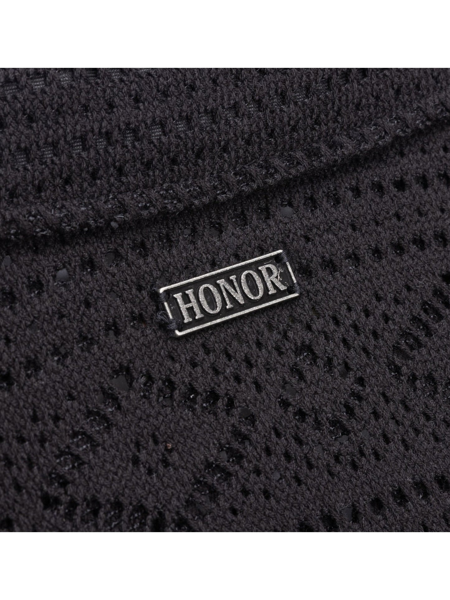 Honor The Gift Pointelle Crochet Camp Collar Black