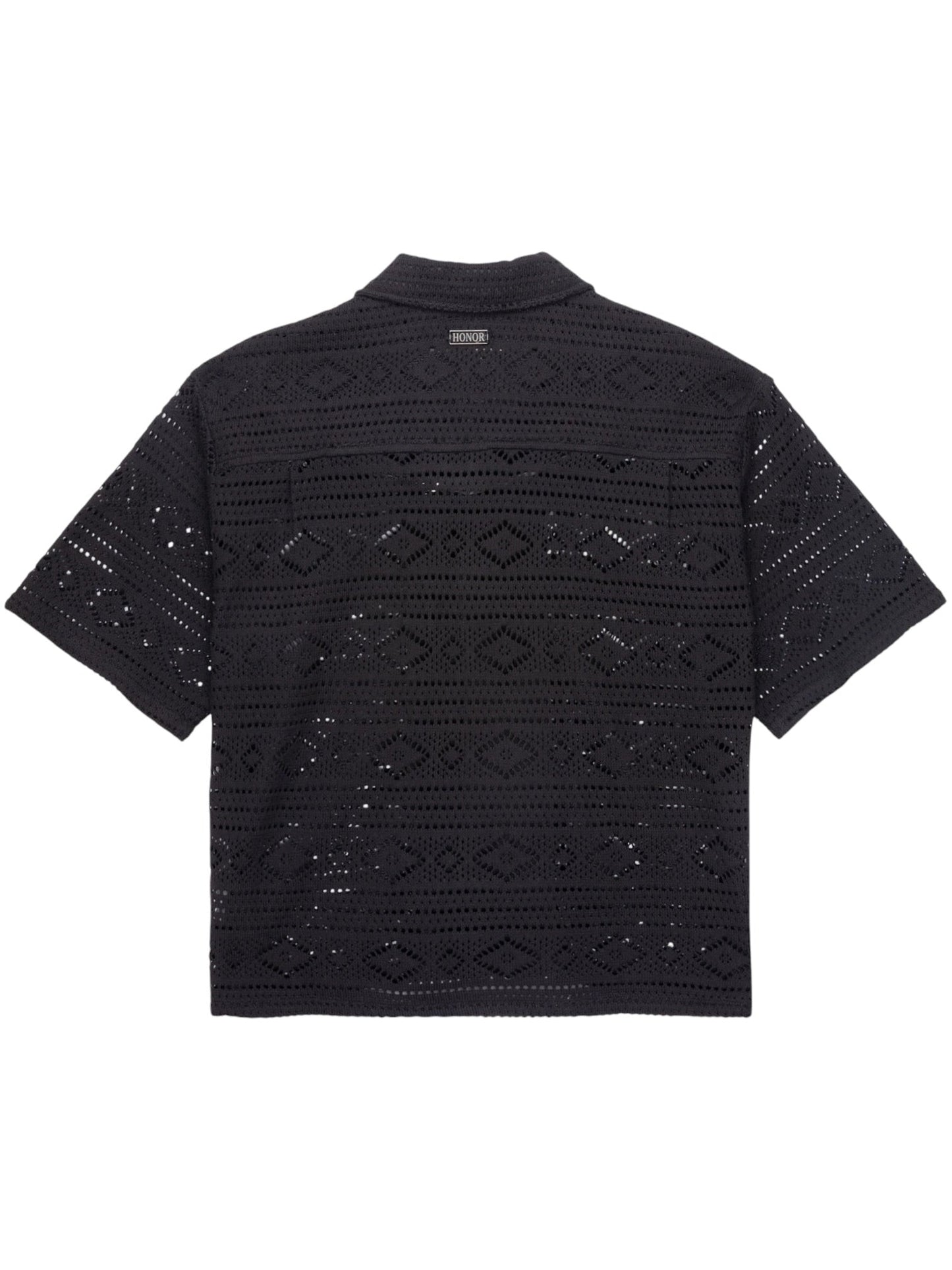 Honor The Gift Pointelle Crochet Camp Collar Black