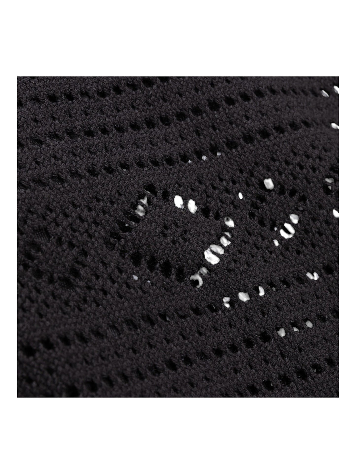 Honor The Gift Pointelle Crochet Camp Collar Black