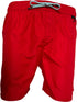The ICEBERG ICE25MBM01 Medium Boardshort Red features 100% polyester, an elastic waistband, gray drawstring, and a small black loop—ideal for sporty swim style.