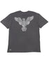 Explore the Ksubi Eagle Biggie SS Tee in faded black, a classic 100% cotton t-shirt by KSUBI, featuring a distinctive stylized eagle design made from small reflective squares on the back.