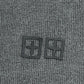 Close-up of the gray knit fabric from the KSUBI Fuego Ekcess SS Tee in Faded Black, showcasing two vintage black square symbols with plus signs.