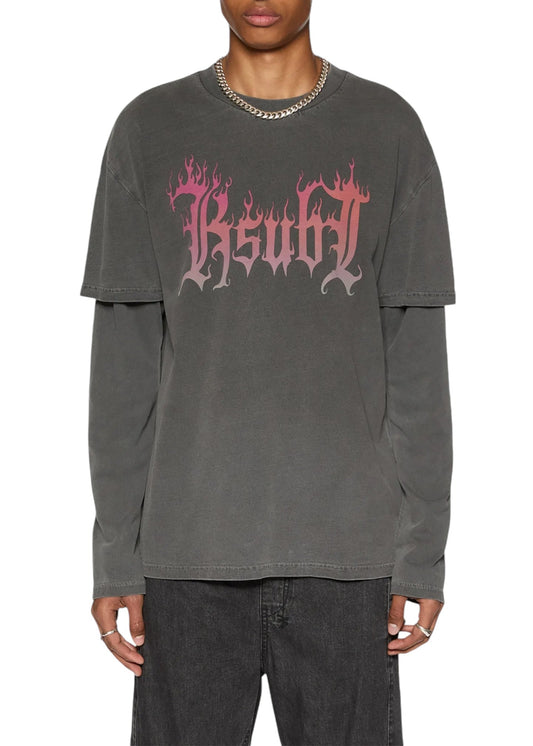 Ksubi Fuego Layered Ls Tee Faded Black