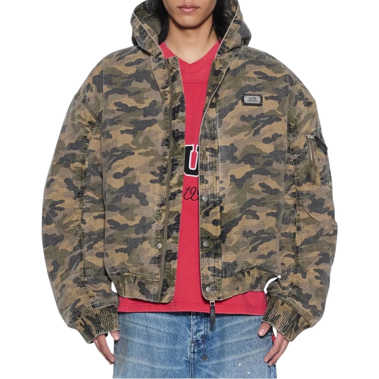 Ksubi Plated Bomber Jacket Camo Green