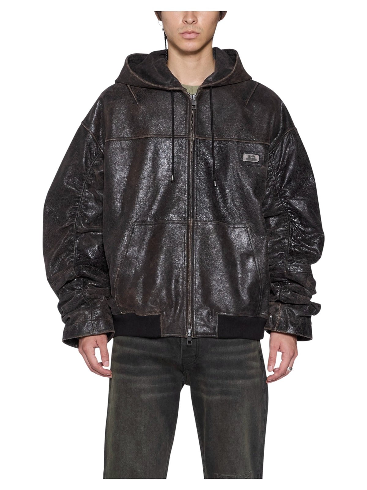 Probus Ksubi Slouchy Leather Bomber Jacket Aged Brown Ksubi Slouchy Leather Bomber Jacket Aged Brown BROWN