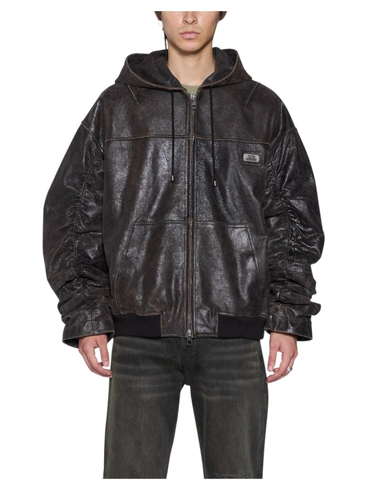 Probus Ksubi Slouchy Leather Bomber Jacket Aged Brown Ksubi Slouchy Leather Bomber Jacket Aged Brown BROWN