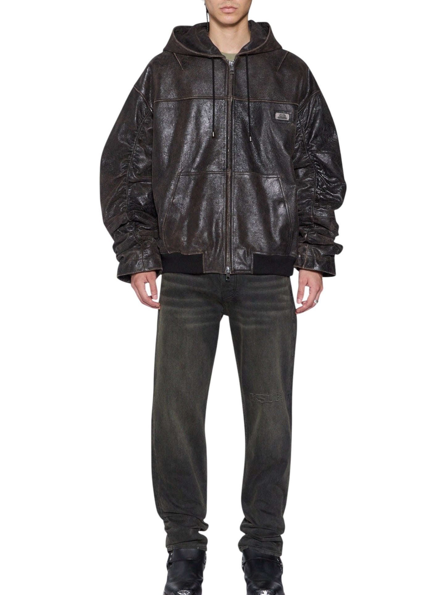 Probus Ksubi Slouchy Leather Bomber Jacket Aged Brown Ksubi Slouchy Leather Bomber Jacket Aged Brown BROWN