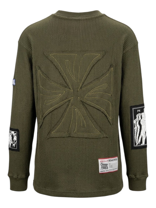 Devà States Carbon L/S Waffle Top Olive Green