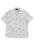 The Mauna-Kea Mku142-Pm3 Allover Print Shirt Pink by MAUNA-KEA offers a short-sleeve design with a light pink background adorned with white palm leaf patterns. It&