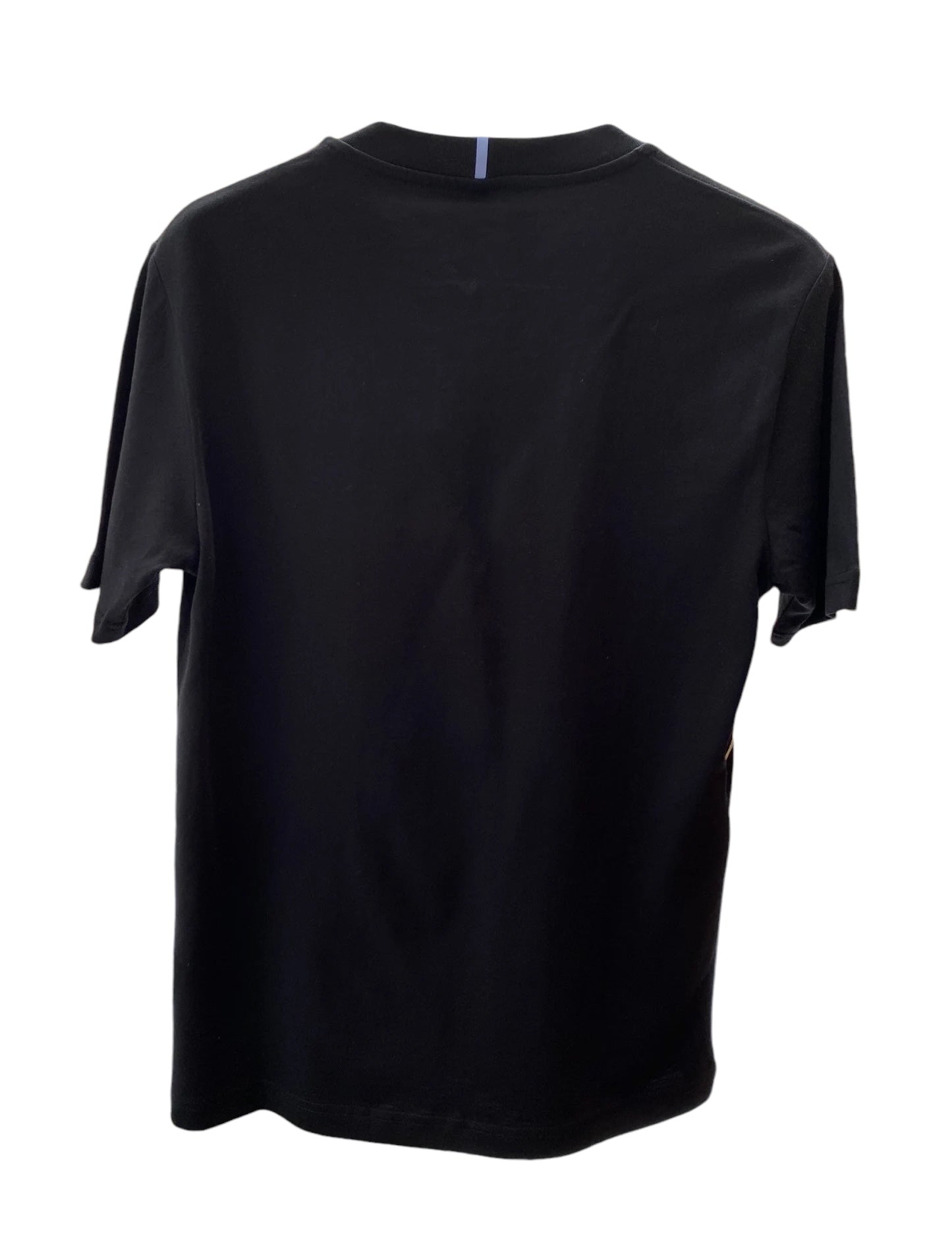 A McQ By McQueen 647244RST87 T-Shirt in darkest black is showcased from the back against a white background.
