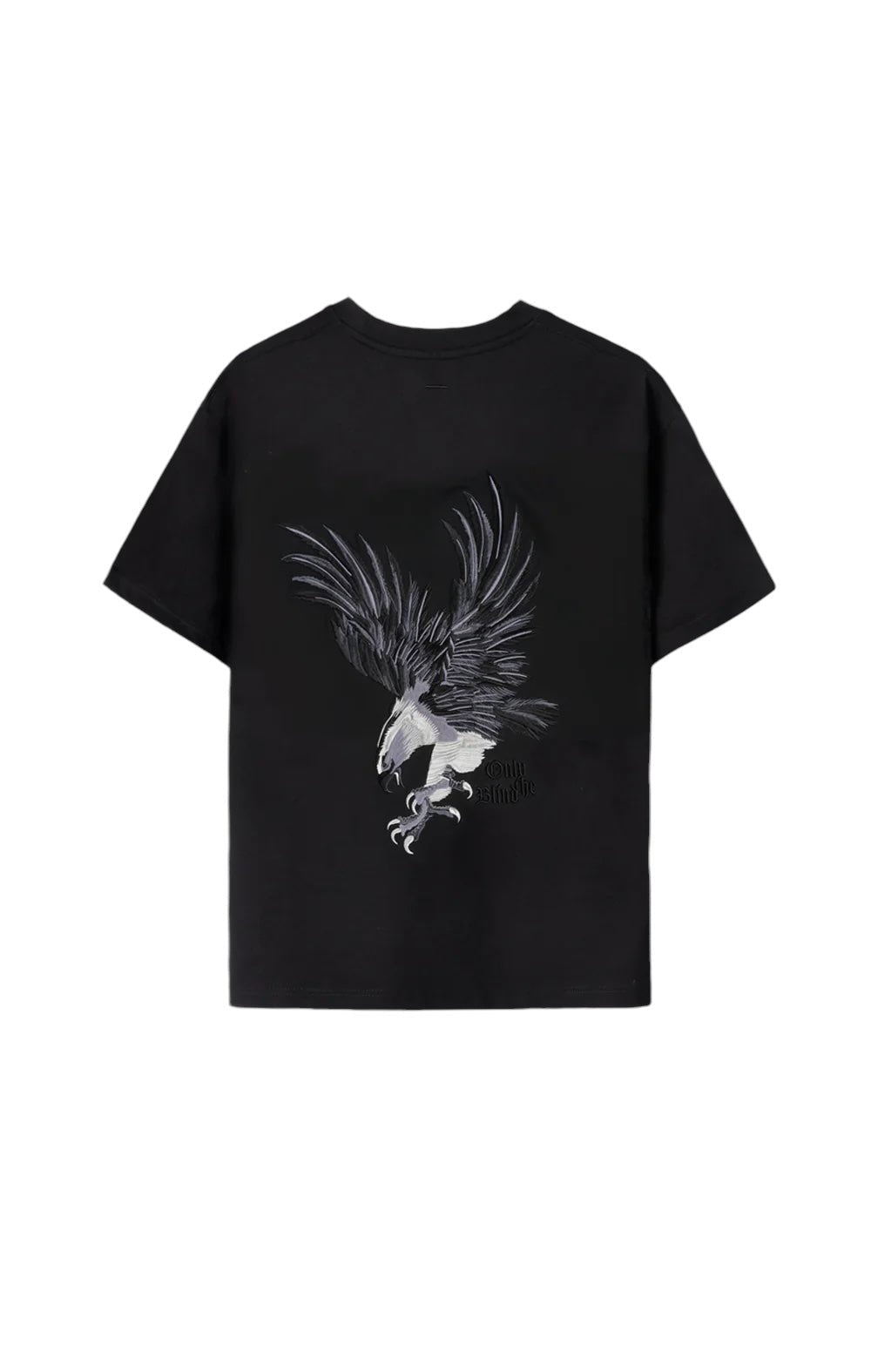 As a piece from the ONLY THE BLIND collection, the Only The Blind OTB-T1357 Midnight Hawk T-shirt Black is made from organic cotton and features a striking graphic of a winged horse in mid-flight on the back.