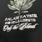 The Only The Blind OTB-T1472 Botanical T-shirt in black features an embroidered flower design on organic cotton, with the text: "PALAIS TAYSIR RUE DE LA LIBERTE Only the Blind.
