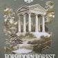 Illustration of a Greek-style temple, trees, and waterfall with “Only The Blind London” above and “Forbidden Forest T-shirt” below. The Only The Blind OTB-T1589 Forbidden Forest T-shirt Green is 100% cotton for style and comfort.