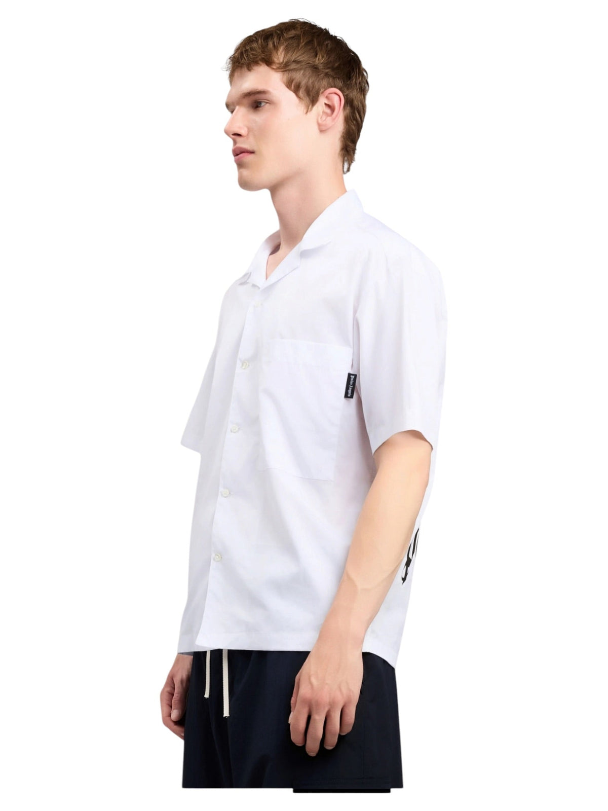 Probus Palm Angels B Curved Logo Bowling Shirt Off White Black Palm Angels B Curved Logo Bowling Shirt Off White Black S