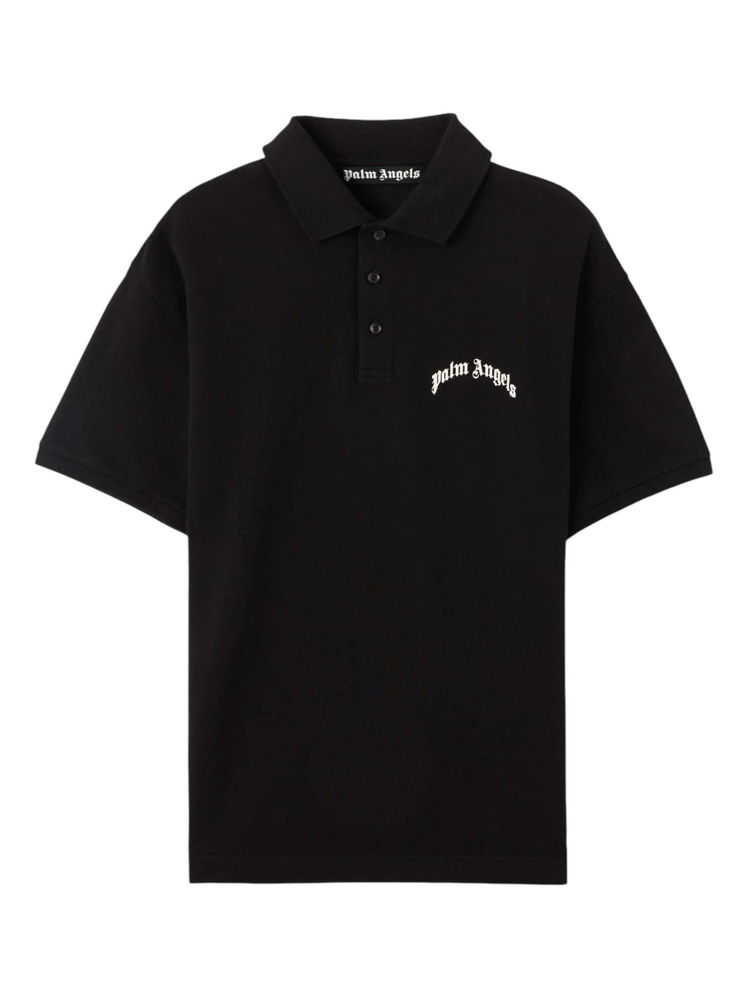 Palm Angels Back Curved Logo Polo  S/S Black