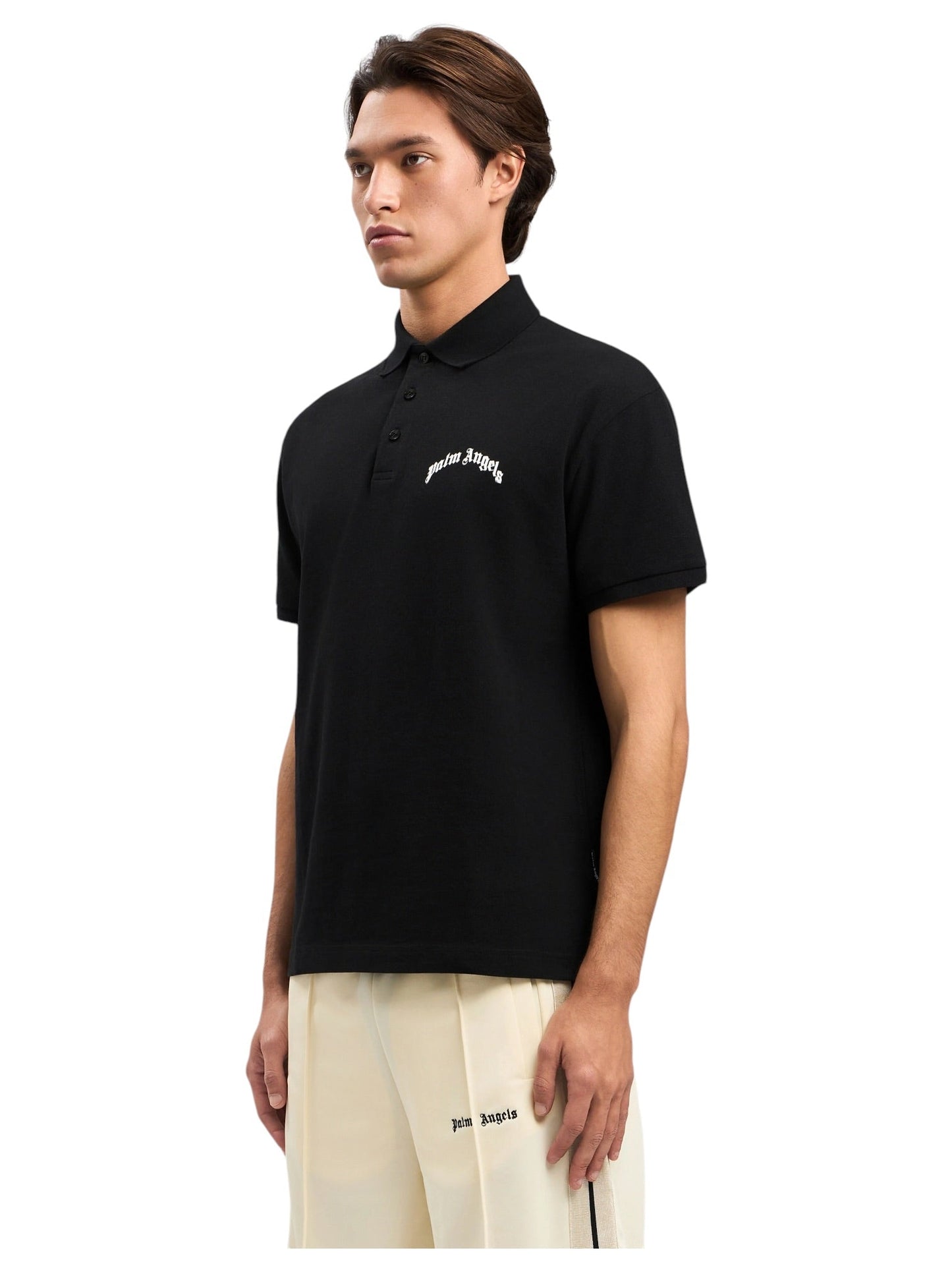 Palm Angels Back Curved Logo Polo  S/S Black