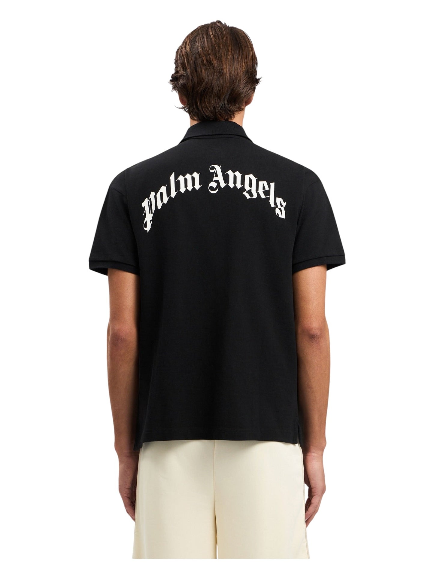 Palm Angels Back Curved Logo Polo  S/S Black