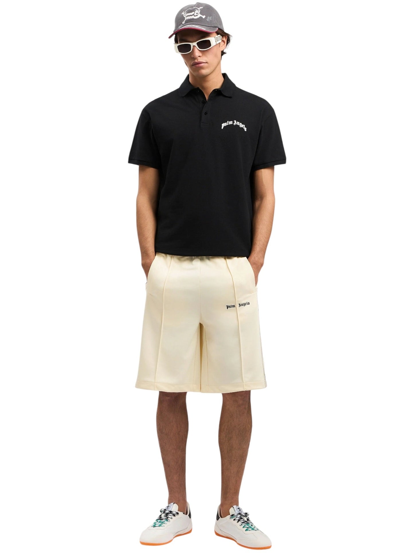 Palm Angels Back Curved Logo Polo  S/S Black