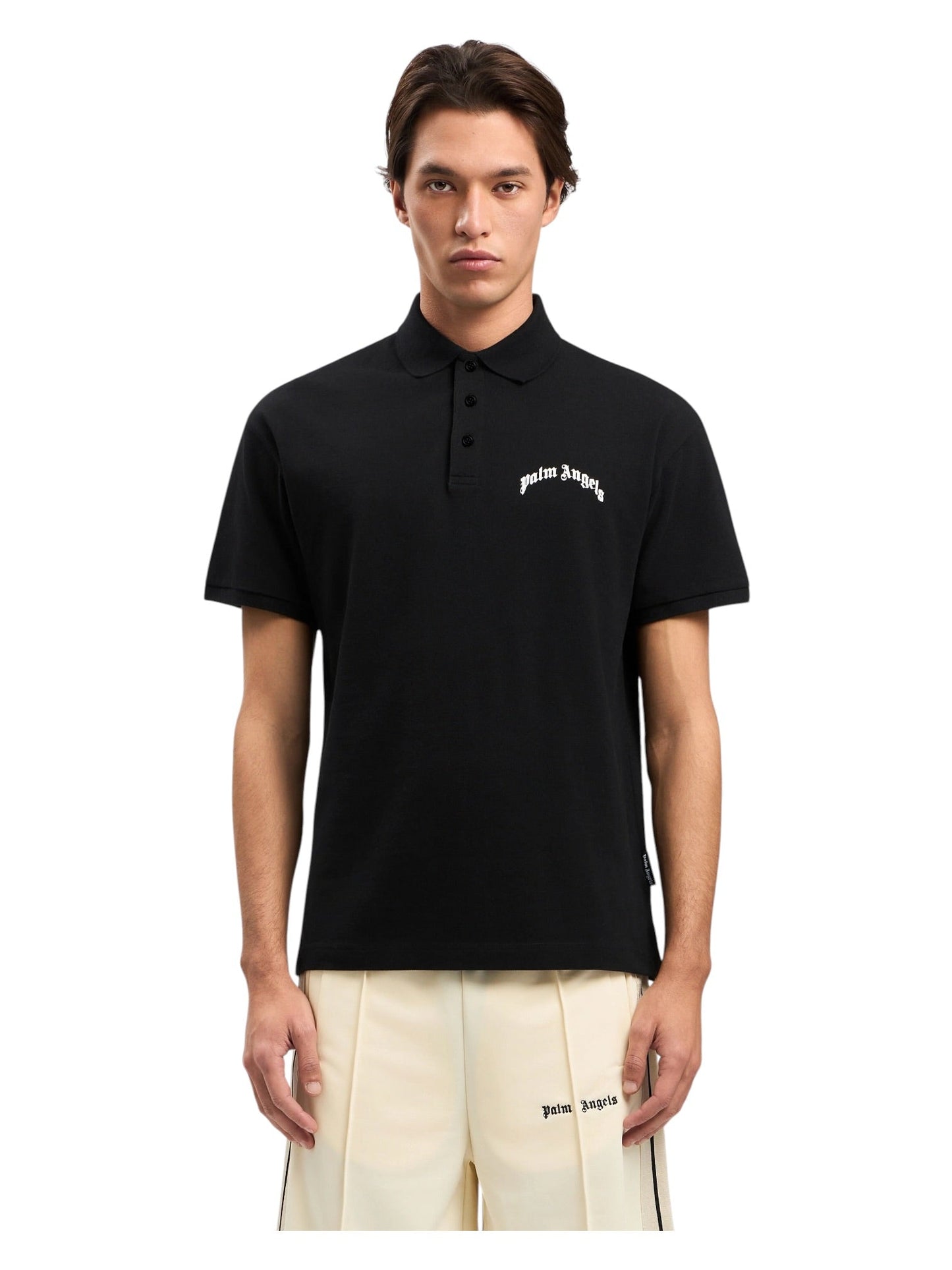 Palm Angels Back Curved Logo Polo  S/S Black