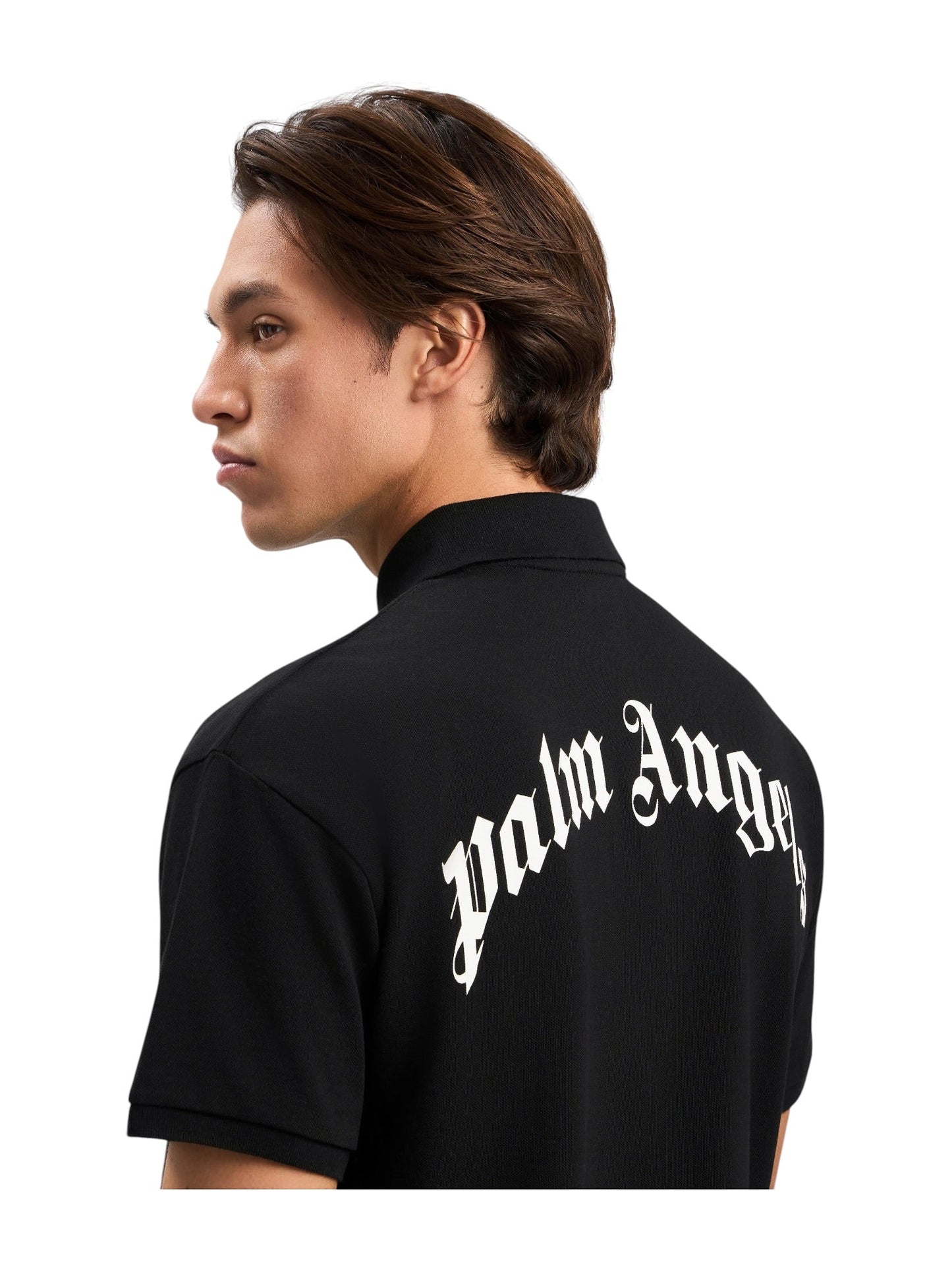 Palm Angels Back Curved Logo Polo  S/S Black