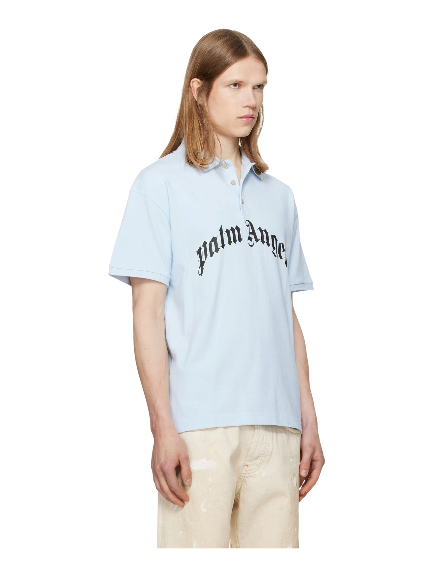Palm Angels Curved Logo Polo S/S Baby Blue
