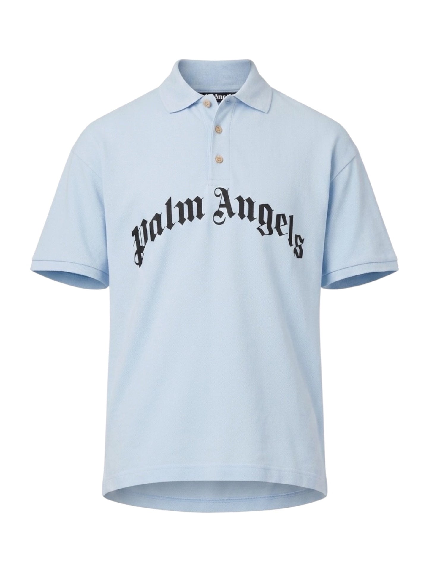 Palm Angels Curved Logo Polo S/S Baby Blue