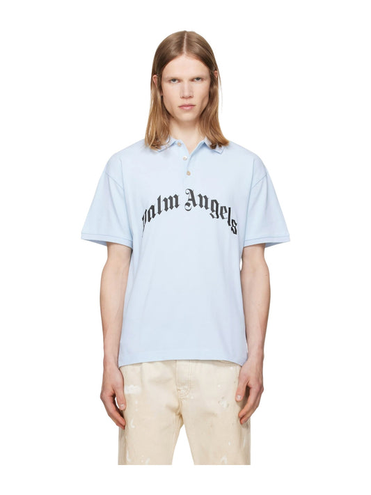 Palm Angels Curved Logo Polo S/S Baby Blue