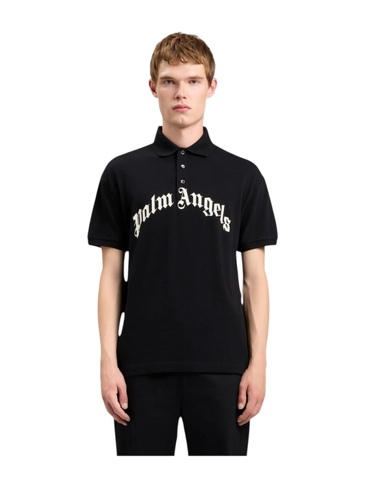 Palm Angels Curved Logo Polo S/S Black