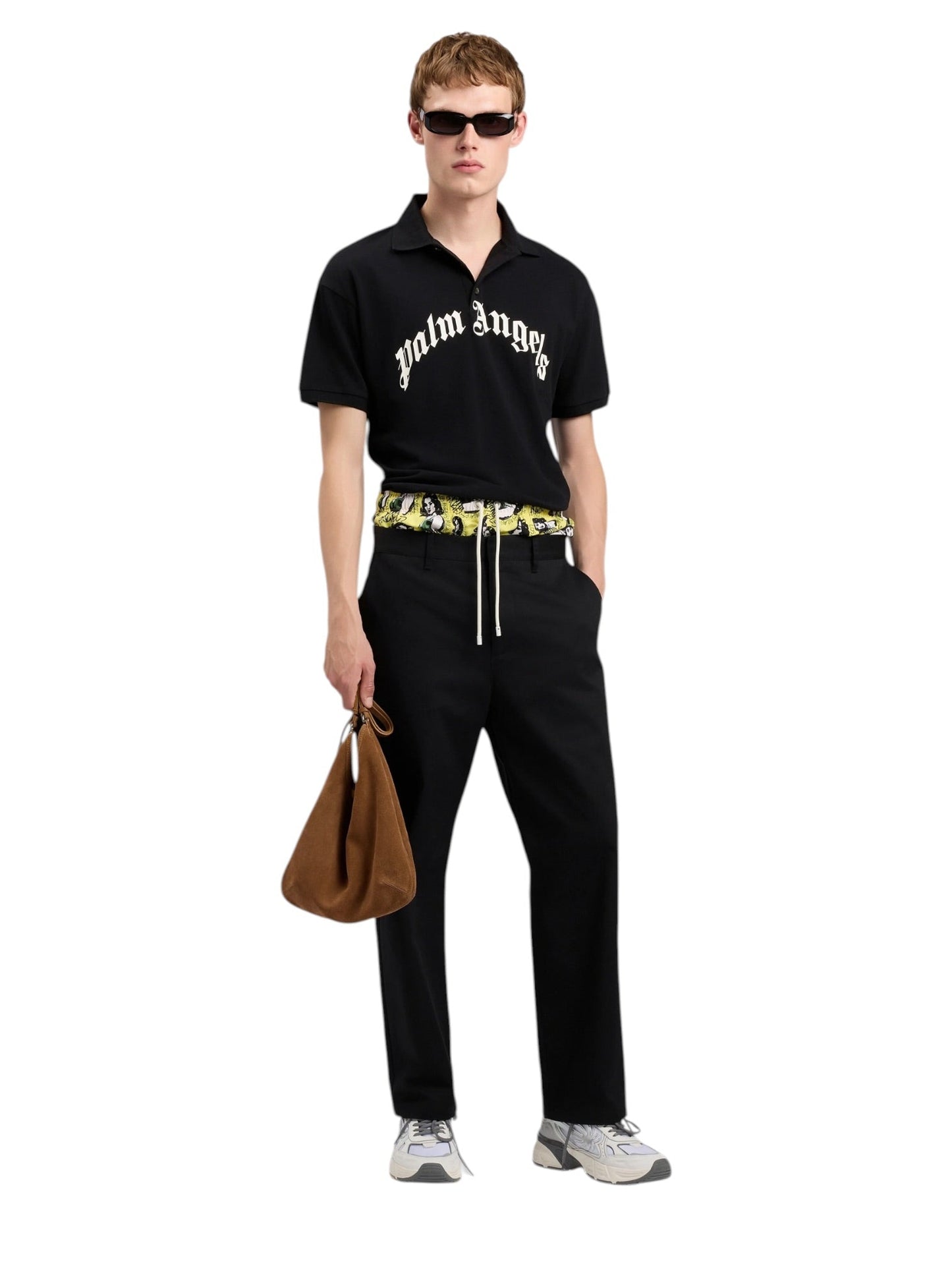 Palm Angels Curved Logo Polo S/S Black