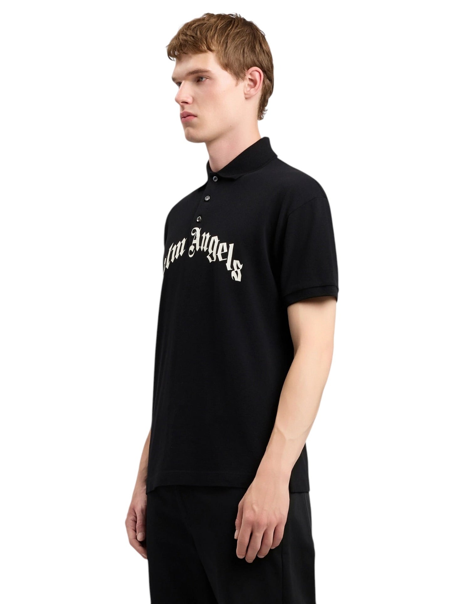 Palm Angels Curved Logo Polo S/S Black