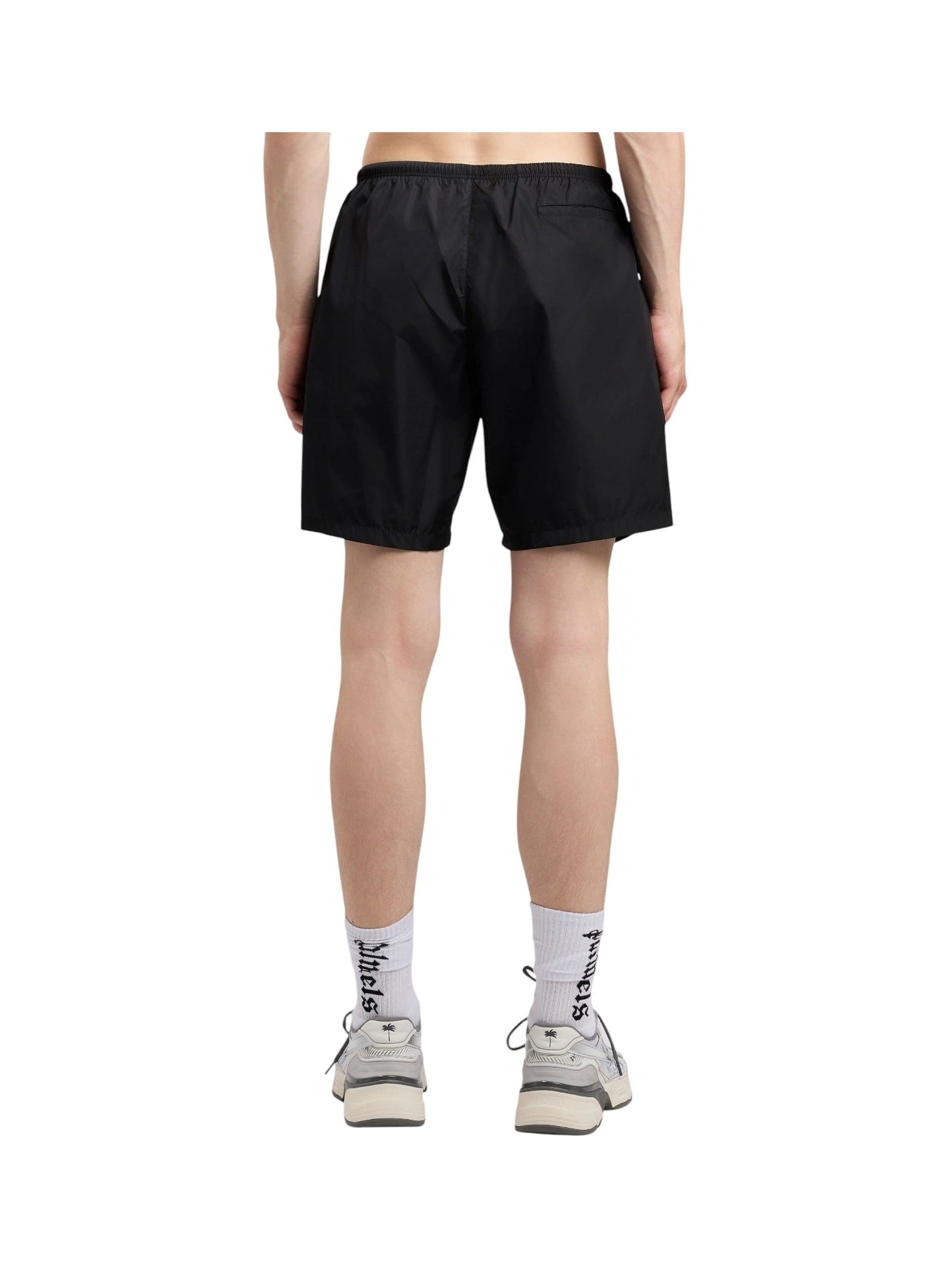 Palm Angels Curved Logo Swimshort Black Off White