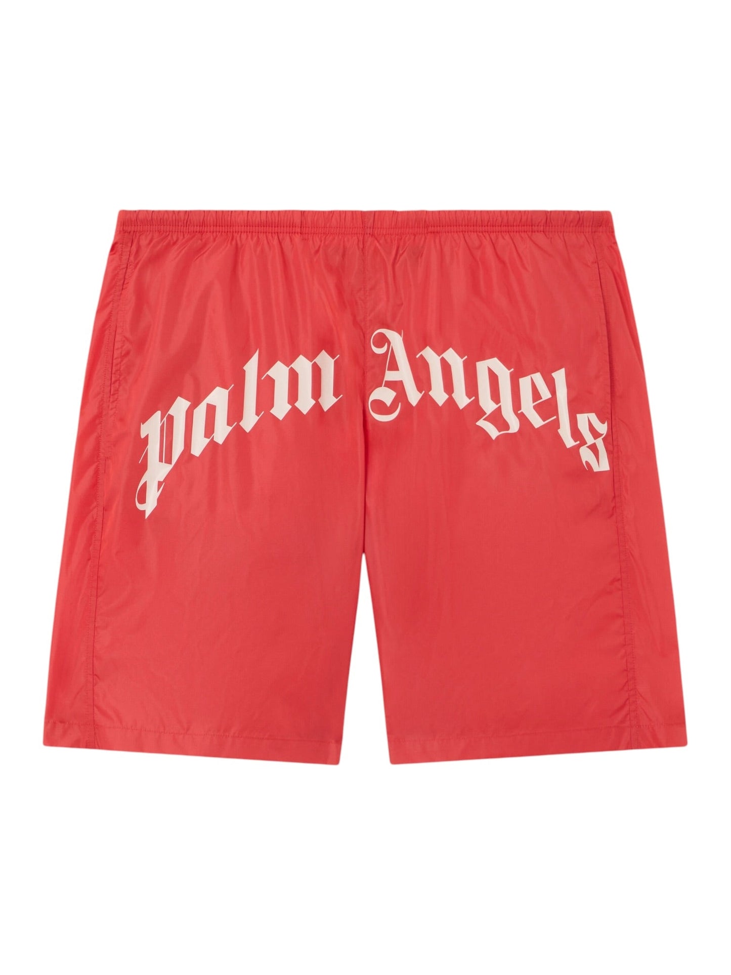 Palm Angels Curved Logo Swimshort Red Off White