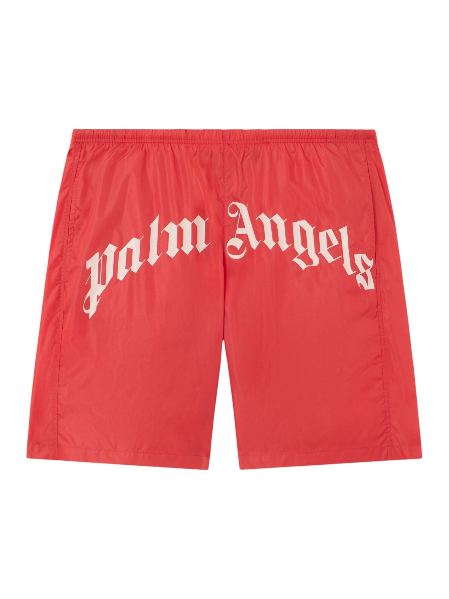 Palm Angels Curved Logo Swimshort Red Off White