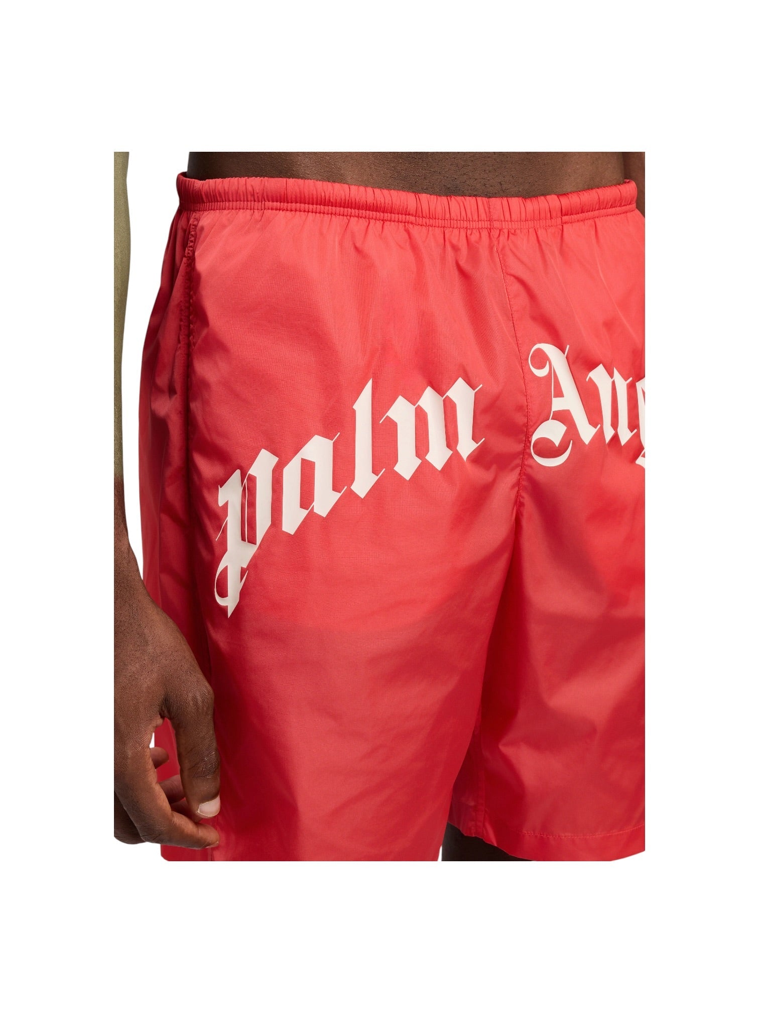 MermaidMotel専用 Palm Angels Curved Logo Swimshort Red Off White - Probus