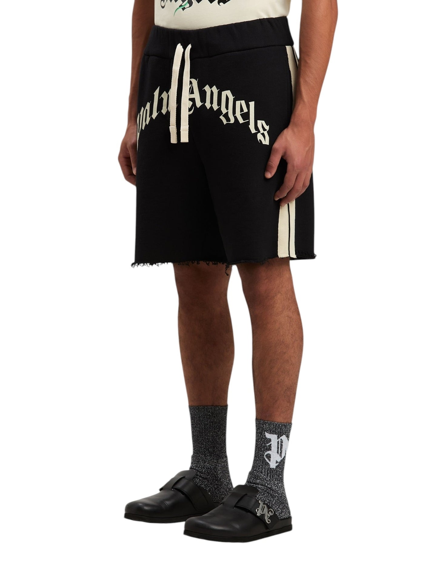 Palm Angels Curved Logo Track Sweatshorts Black