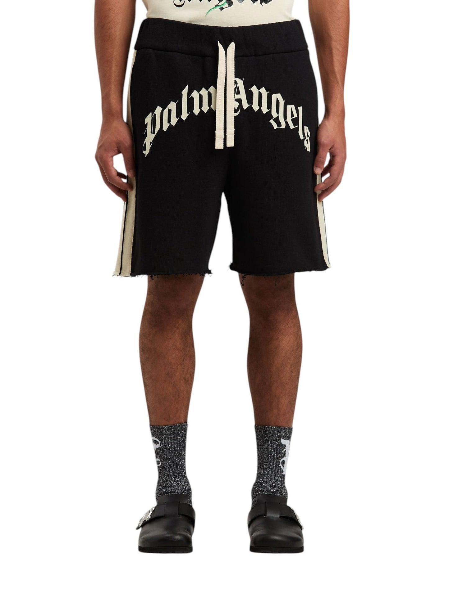Palm Angels Curved Logo Track Sweatshorts Black