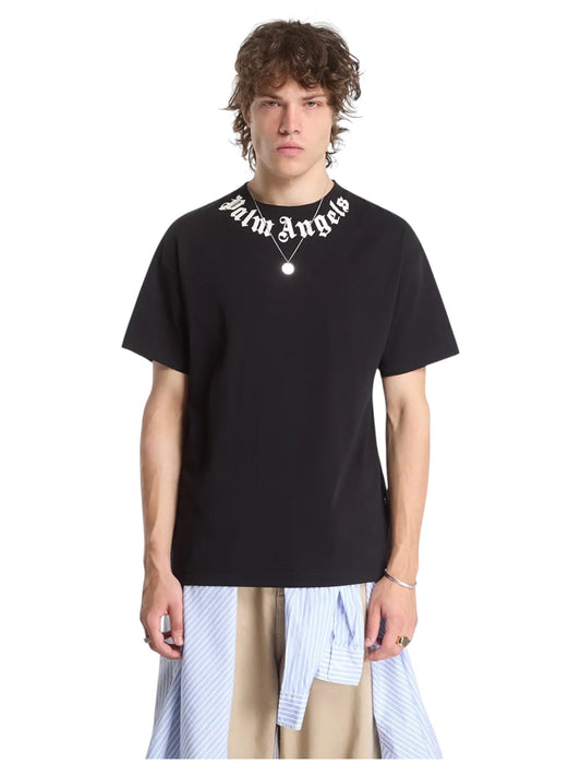 Probus Palm Angels Neck Logo Regular Tee Black Off White Palm Angels Neck Logo Regular Tee Black Off White S