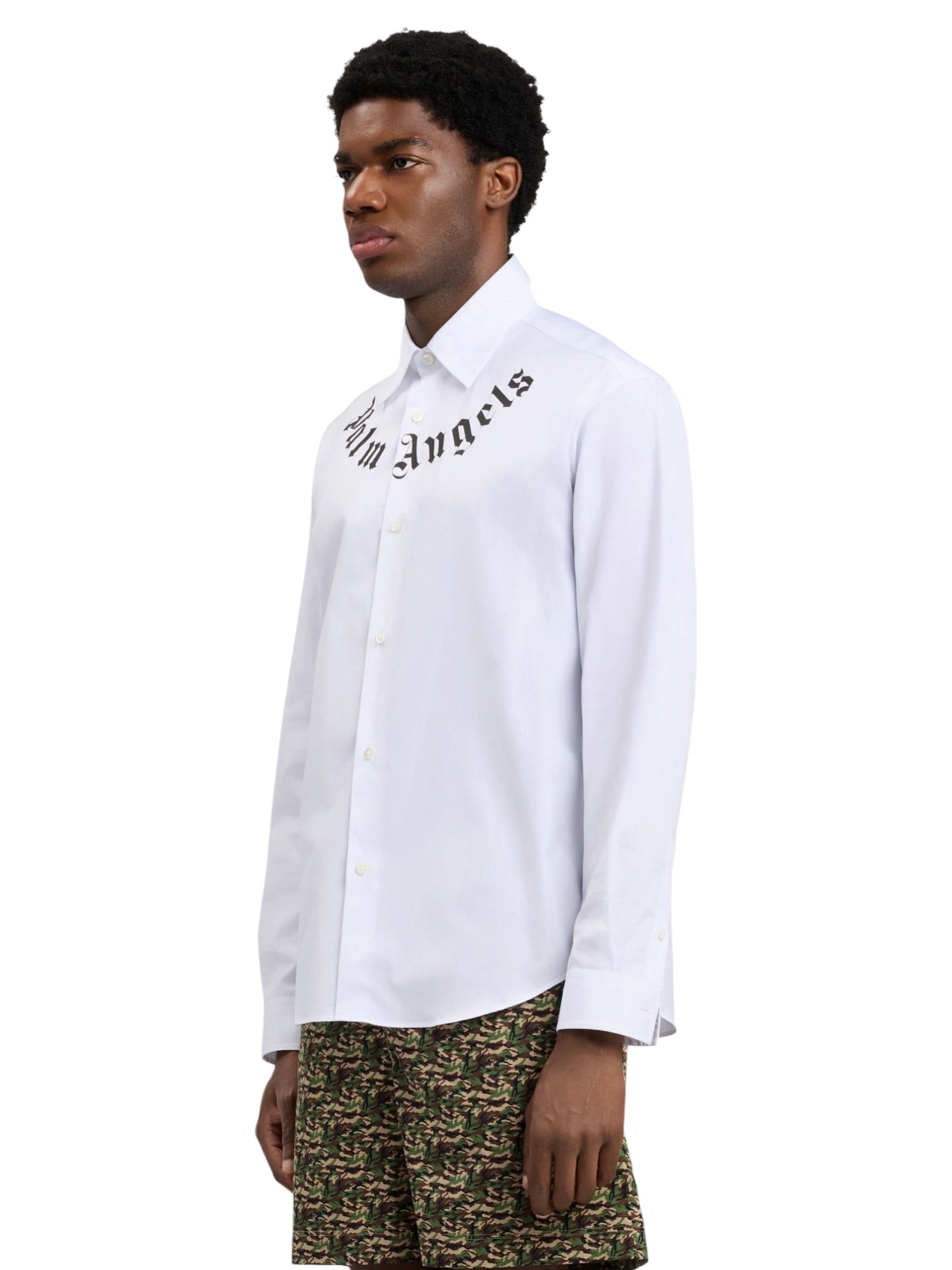Probus Palm Angels Neck Logo Shirt L/S Off White Black Palm Angels Neck Logo Shirt L/S Off White Black S