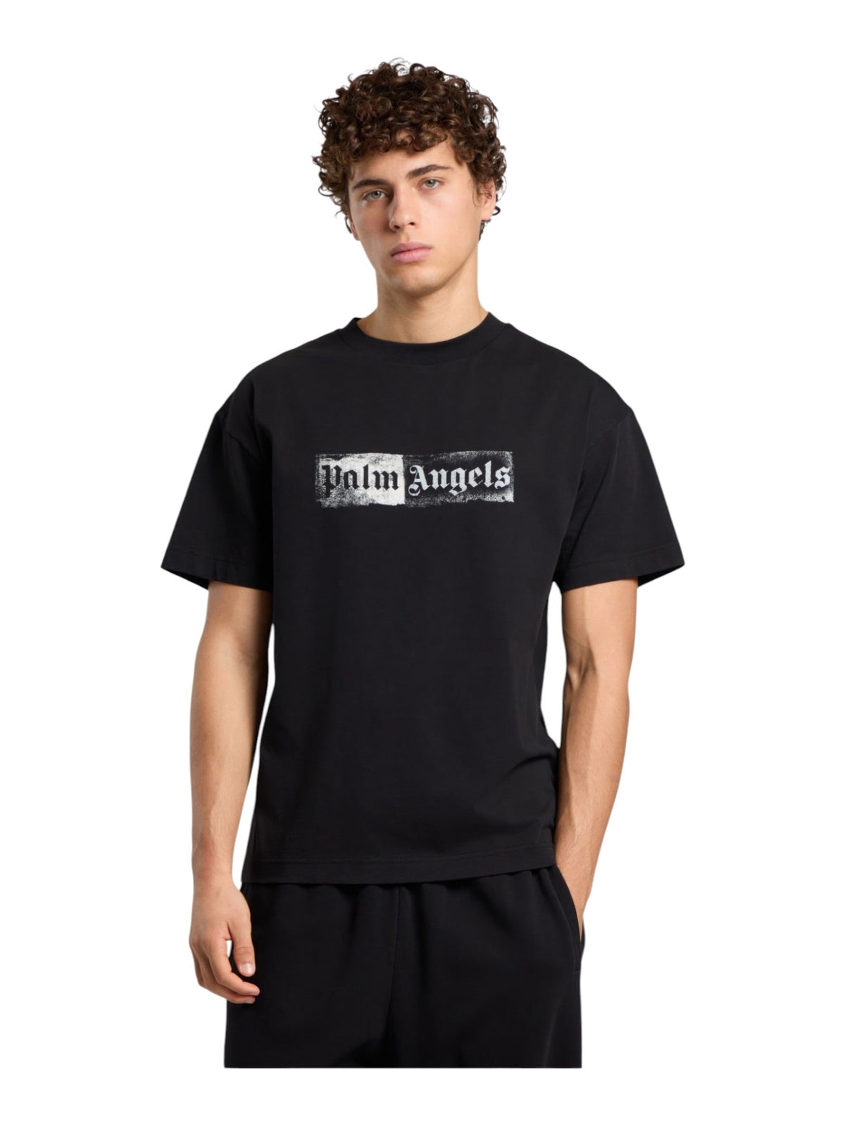 Probus Palm Angels Stamp Logo Regular Tee Black Off White Palm Angels Stamp Logo Regular Tee Black Off White S