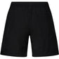 The PLEASURES Crush Hiking Shorts Black feature a plain nylon design with an elasticized waistband and a single back pocket, shown here from the back.