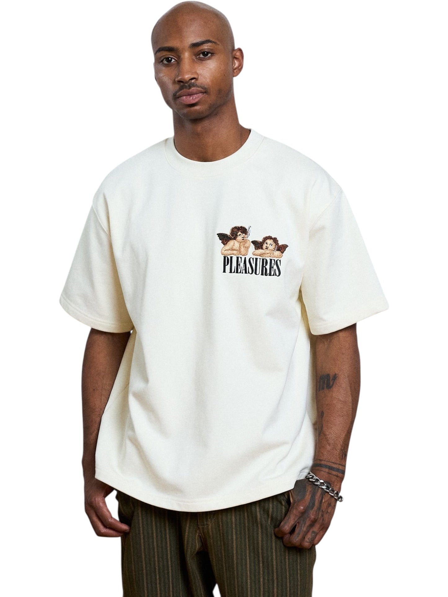 Pleasures Dynamic Short Sleeve Crewneck Ecru