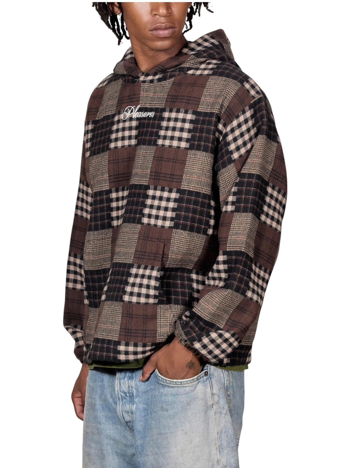 Probus Pleasures P26F008 Madras Poncho Hoodie BRN Pleasures P26F008 Madras Poncho Hoodie BRN BROWN