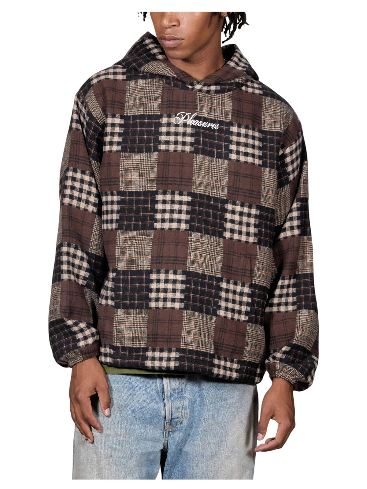 Probus Pleasures P26F008 Madras Poncho Hoodie BRN Pleasures P26F008 Madras Poncho Hoodie BRN BROWN