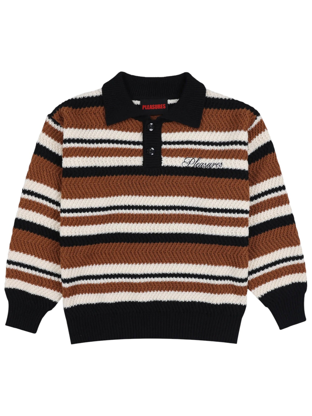 Pleasures P26F018 Cooper Polo Sweater BRN